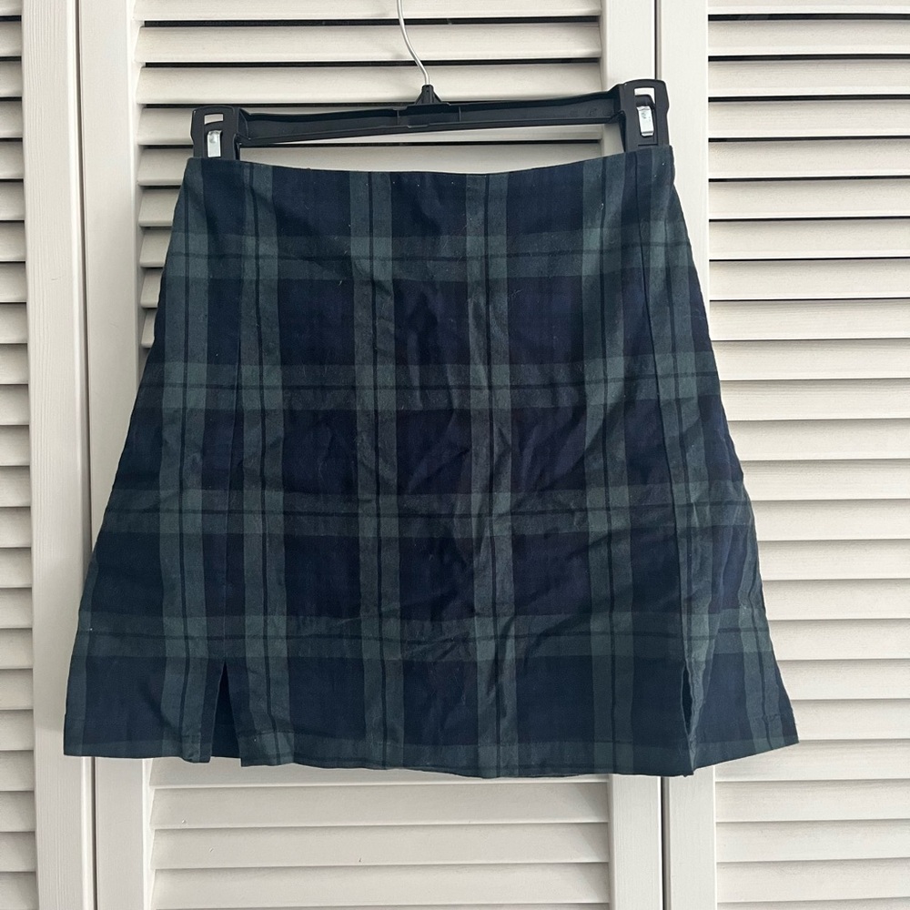 Brandy Melville Navy Plaid Skirt